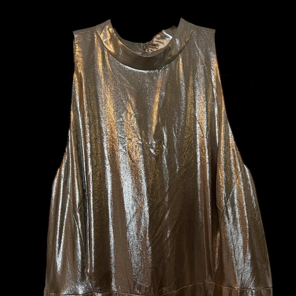 Ann Taylor Metallic Silver Halter Midi Dress - Picture 7 of 15